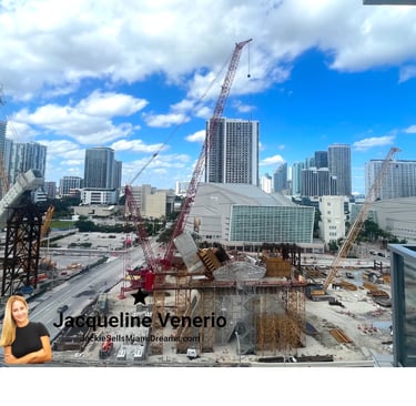 a construction site October 2023 of a bridge spanning a the city of Miami by Jacqueline Venerio 
