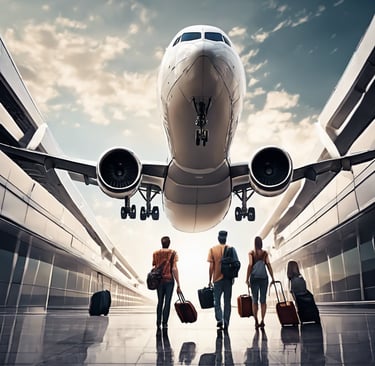 a group of people walking around a large airport