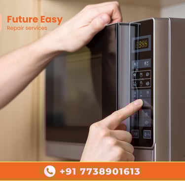 Future Easy technician interacting with a microwave oven