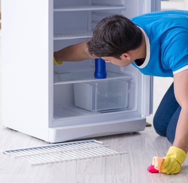 Technician is cleaning the fridge