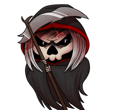 Cartoon Sensenmann, Cartoon Reaper, Skelli, böse miene, Metal Music, Sense, evil looking