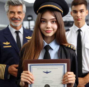 mujer graduación piloto
