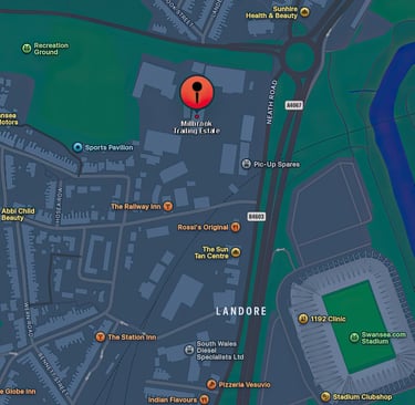 Map showing location of Swansea Bay Storage at Millbrook Trading Estate in Swansea