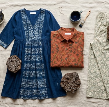 Block print clothing manufactured in India — custom hand-printed garment collection from Jaipur for private label brands