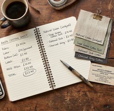Clothing manufacturing cost breakdown India 2025 — production cost planning for private label fashion sourcing from Jaipur