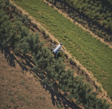 Close-up of a drone detecting Asian hornet nests in a dense forest area.