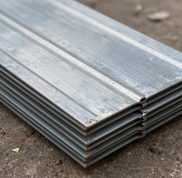 Detailed view of a metal sheet installation process, showing the skilled hands of a worker fastening panels.