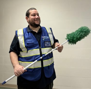 CoreBright owner with a duster