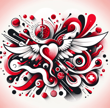 a heart shaped tattoo design on a red background