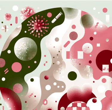 a green and white background with a green and red background