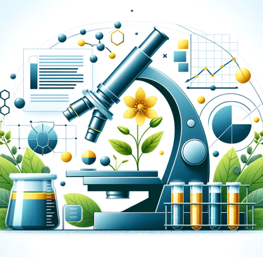 a microscope with a microscope and some plants