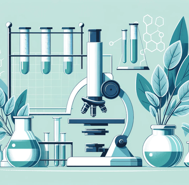 a microscope and some plants in a room