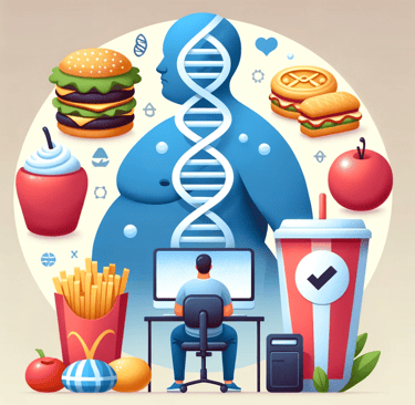 a man sitting at a computer desk with a large amount of food