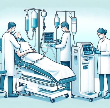 a hospital room with a nurse and a nurse