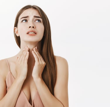 a woman with a surprised look on her face