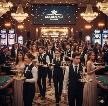 Elite hospitality staff serving at a luxury casino resort - Montoya Solutions LLC