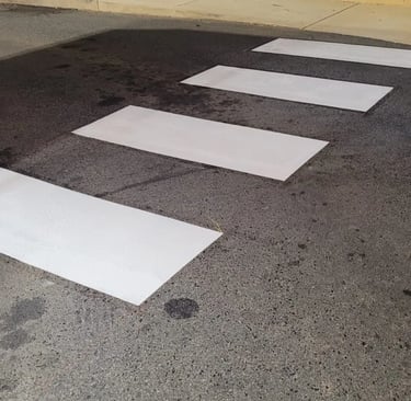 white crosswalk striped, new layout in the city