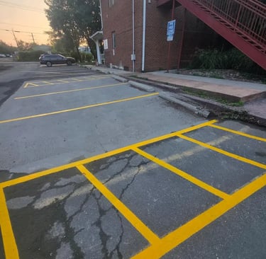freshly cleaned parking lot