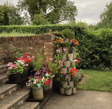 Brick Wall Display – Flowers bursting from every tier