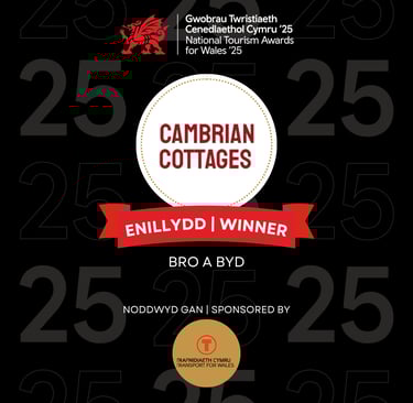 Cambrian Cottages Winner of Wales National Tourism Award Bro a byd sustainability award