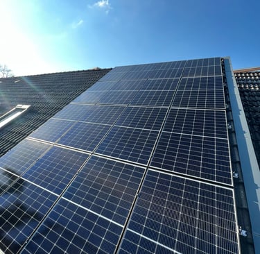 a solar paneled roof with solar panels on a roof