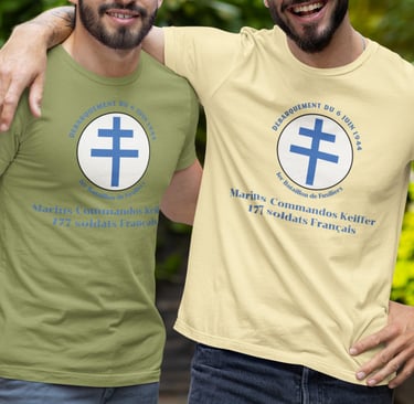 Two men arms around shoulders