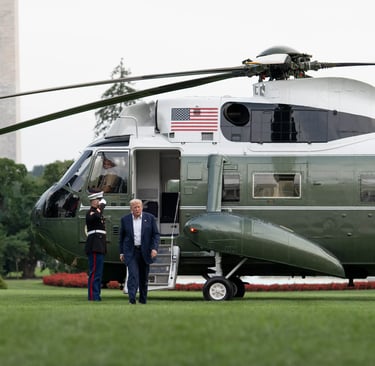 President Trump arrives The White House after his visit to Scotland