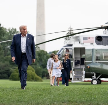 President Trump arrives The White House after his visit to Scotland