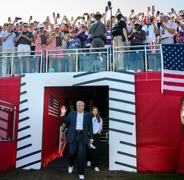 President Donald Trump attends the Ryder Cup Tournament at the Bethpage Black Course