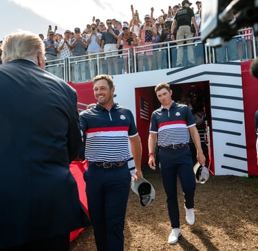 President Donald Trump attends the Ryder Cup Tournament at the Bethpage Black Course