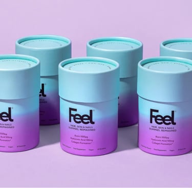 modern packaging for wellness with blue and purple gradients