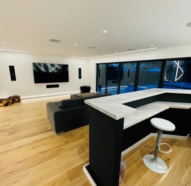 Home Theatre and bar setup on garden room 