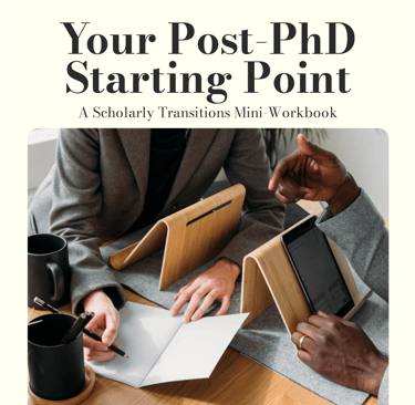 Cover of “Your Post-PhD Starting Point” workbook showing two people working together.