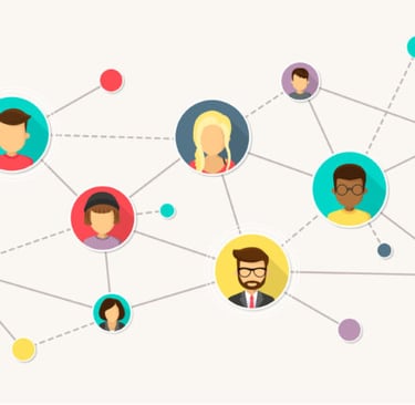 Illustration of people linked in a network.