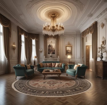 Elegant living room showcasing custom furniture and refined material textures under soft natural light