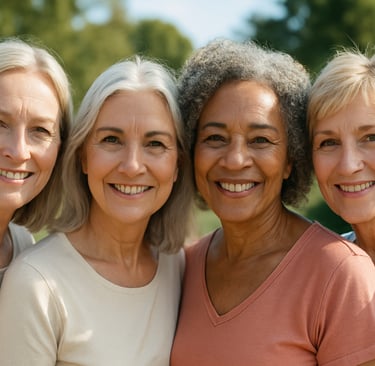 A group of elderly happy women