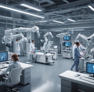 A modern office using robots as AI workers