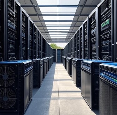 A computer data center with a corridor