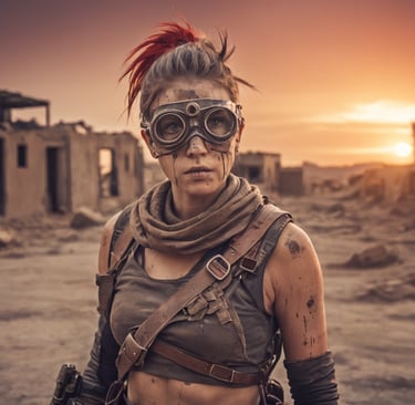 A woman warrior in arid barren land
