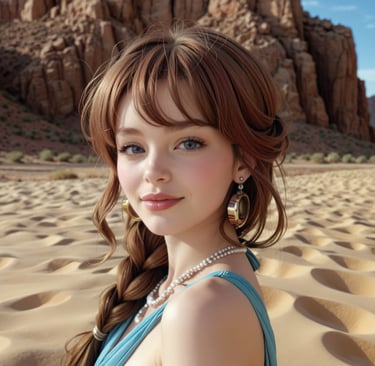 A portrait of a woman in the desert