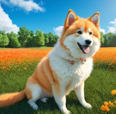 A white and brown colored dog