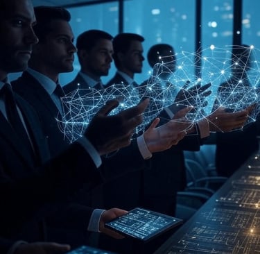 A group of people using AI on their laptops