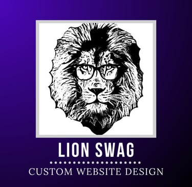 Lion Swag Web Design Logo with a Purple Background