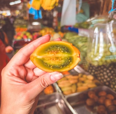 Naranjilla fruit in Cali, Colombia