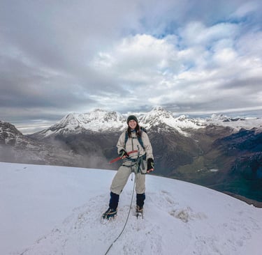 Girl on the summit of Nevado Mateo Peru