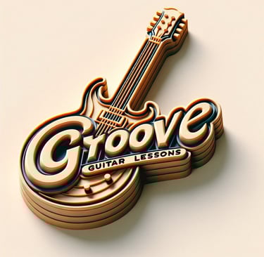 wooden carving of Groove Guitar lesson logo
