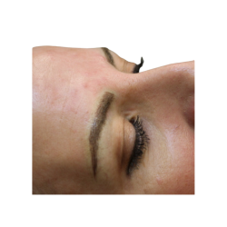 a woman with brown microblade eyebrows