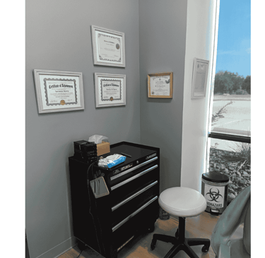Clean, modern workspace prepared for permanent makeup procedures