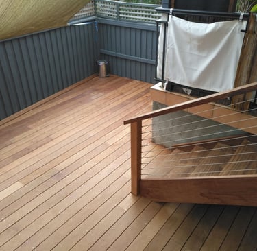 Merbau deck and balustrade