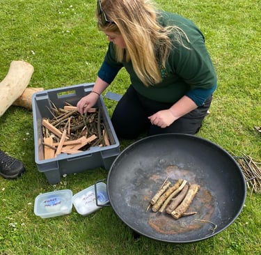 Lighting a fire in a fire bowl